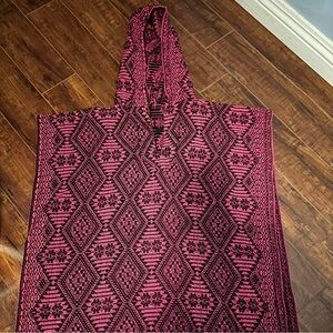 Pink & Black Woven Hooded Poncho / Baja!